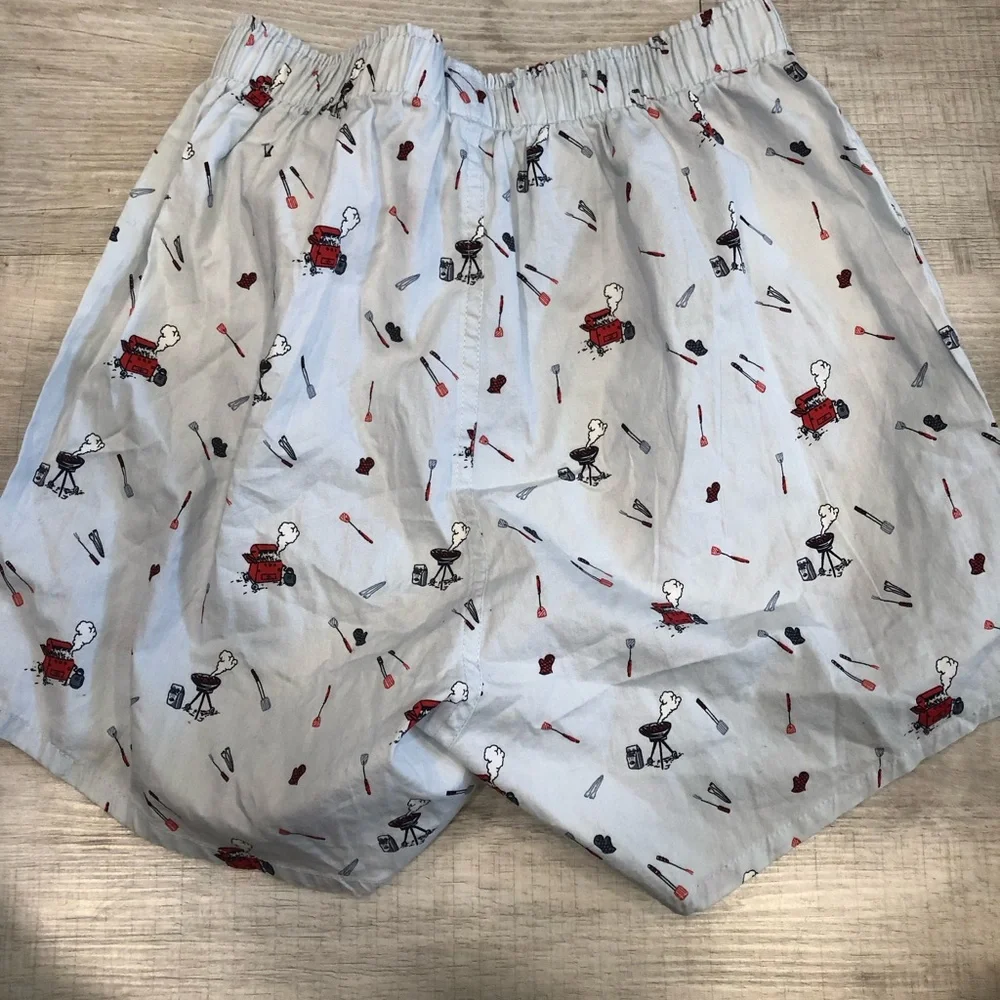 J. Crew Light Blue Boxer Shorts with Red and Navy Grill Print